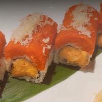 Spicy Double Crunchy Roll · Spicy crunchy yellowtail inside, spicy crunchy tuna on top.