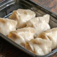 Pork & Chive · 6 pieces per order NOTE:All dumplings are cooked fresh to order and take a minimum of 10 min...