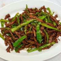 Smoky Hot Shredded Beef With Spicy Capsicum · Hot and spicy.