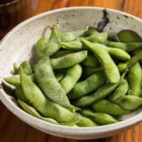 Edamame · Boiled soybean in pod and topped with roasted sea salt.