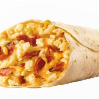 Bacon, Egg And Cheese Breakfast Burrito · Bacon, eggs and cheese, oh my! The Jr. Breakfast Burrito is packed with savory sausage, fluf...