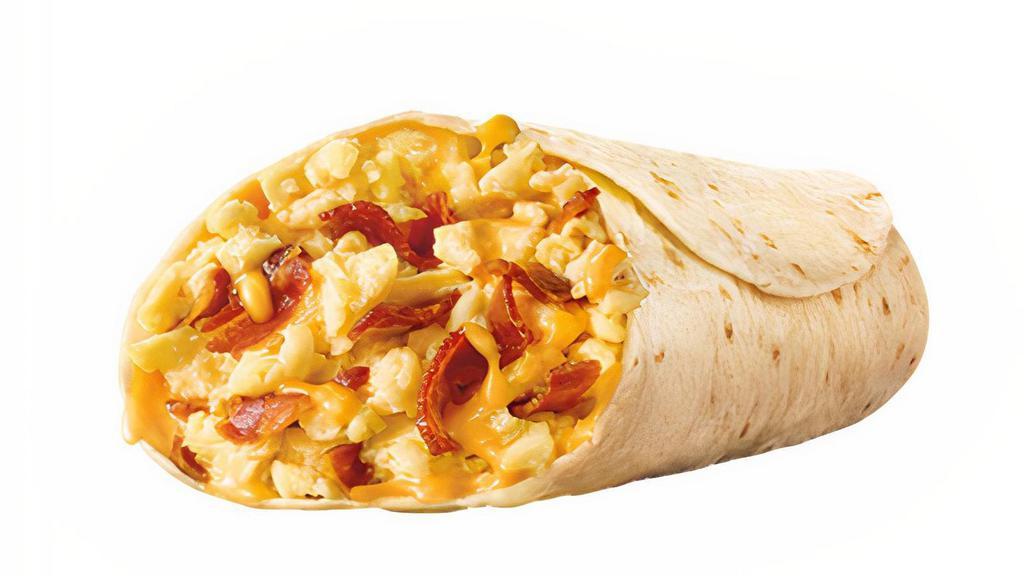 Bacon, Egg And Cheese Breakfast Burrito · Bacon, eggs and cheese, oh my! The Jr. Breakfast Burrito is packed with savory sausage, fluffy eggs and melty cheese, and all wrapped up in a warm flour tortilla. Value tastes good, doesn't it?
