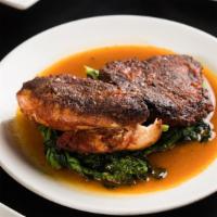 Pollo Al Diavolo (Half Chicken) · broccoli rabe, chilies.