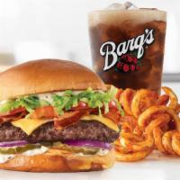 Bacon Ranch Wagyu Steakhouse Burger · A Wagyu beef burger topped with bacon, American cheese, shredded lettuce, tomato, pickles, r...
