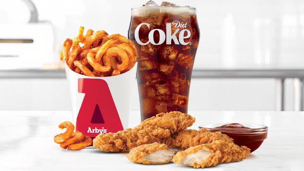 Chicken Tenders (3 Ea.) · 3 crispy chicken tenders served with your choice of dipping sauce. Visit arbys.com for nutritional and allergen information.