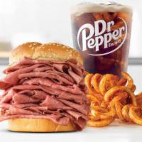 Half Pound Roast Beef · A half pound of thinly sliced roast beef on a toasted sesame seed bun. Visit arbys.com for n...