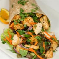 The Fuel Wrap · Choice of grilled chicken - bbq or teriyaki, lettuce, shredded carrots, tomato, red onion an...