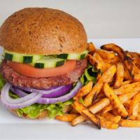 Angus Burger (Combo) · Lean angus beef burger, high in Protein.