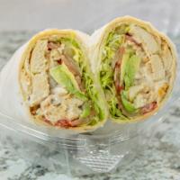 California · Grilled chicken, avocado, roasted pepper, lettuce, tomato, ranch dressing.