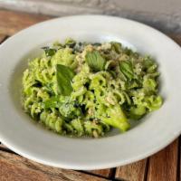 Fusilli · broccoli pesto, pine nuts, basil