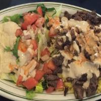 Beef Shawarma Plate · Thin sliced beef marinated in house spices.