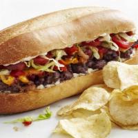 Chopped Cheeseburger · Ground beef chopped up with onions and peppers and covered with cheese on a Hero bread.