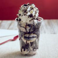 Cookies And Cream Cookie Sundae · Two scoops of cookies, cream ice cream and five pieces of freshly baked chocolate chip cooki...