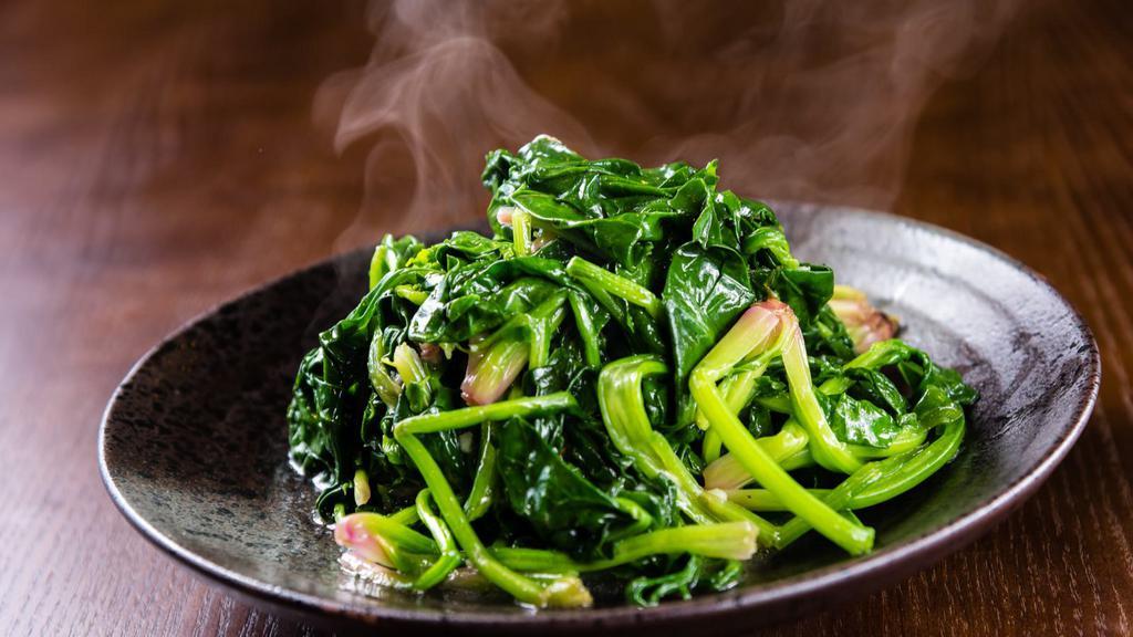 Sautéed Spinach · Spinach seasoned and cooked in oil overheat.