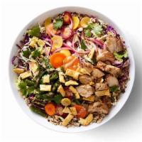 Chinese Chicken Bowl · Warm grains or cauliflower rice drizzled with Sesame Ginger Dressing and topped with warm ro...
