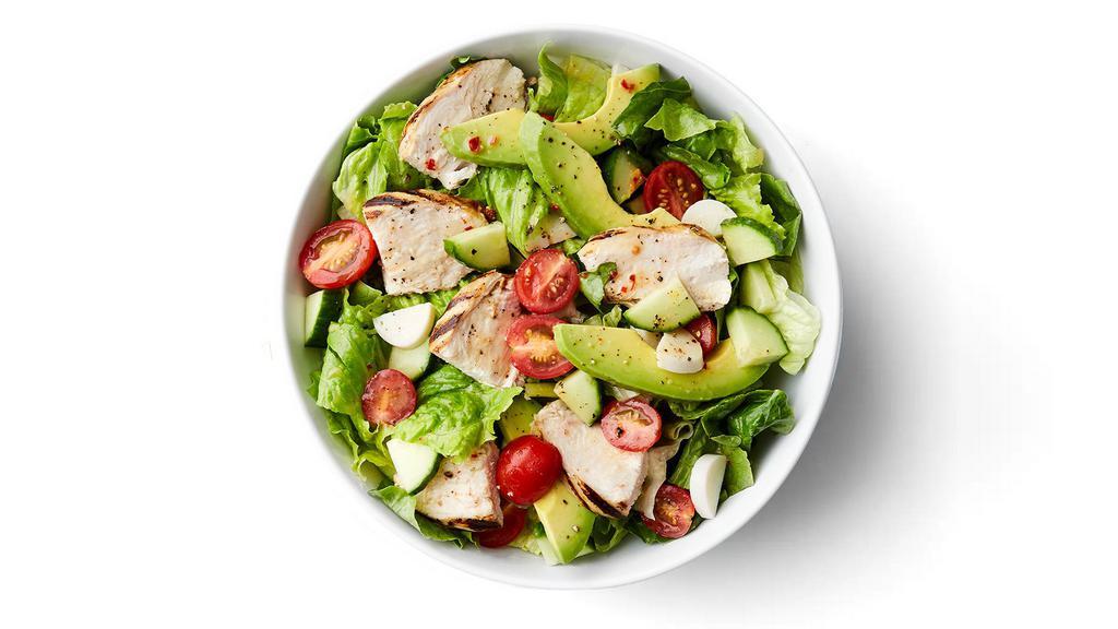 Palm Beach Salad · Avocado, grape tomatoes, English cucumbers, hearts of palm, romaine