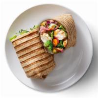 Sesame Ginger Crunch Wrap · Grilled chicken, rainbow carrots, broccoli, pickled red onions, crispy shallots, romaine, ca...