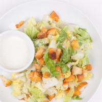 Caesar Salad · Romaine lettuce topped with croutons parmesan cheese & caesar dressing.
