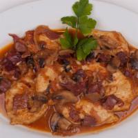 Chicken Marsala · Chicken breast sautéed with mushroom, prosciutto & marsala wine.