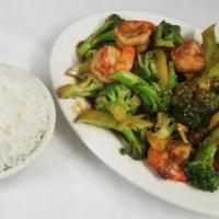 Shrimp With Broccoli (Jumbo Shrimp) · Served with white rice or plain fried rice.