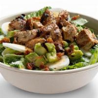 Chicken Cobb · Shredded kale & chopped romaine, antibiotic-free chicken, avocado, bacon, hard boiled egg. (...