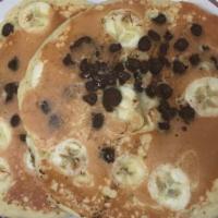 Chocolate Chips And Banana Pancakes · 3 Buttermilk Pancakes loaded with chocolate chips ans real banana