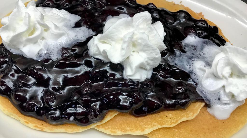 Blueberry Pancakes · 3 Buttermilk Pancakes with Blueberry topping