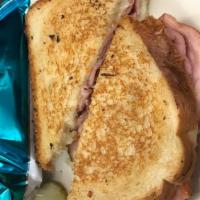 Grill Cheese & Ham Sandwich · . with potato chips