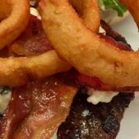 Bacon Bleu Burger · Bacon, crumbly bleu and fried onion rings