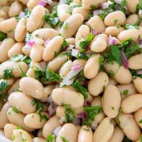 White Bean Salad · White beans, tomato, red onions, sumac with vinegar and extra olive oil.