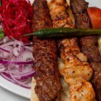 Mixed Grill · Grilled chicken kebab, adana kebab, chicken adana and kofte.