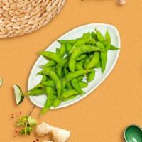 Luxury Edamame · Steamed Asian green beans with kosher sea salt.