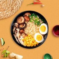 Miso Remedy · Vegan noodles, vegan miso dash broth, corn, mushrooms, bean sprouts, homemade vegan meat, an...