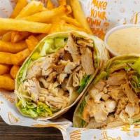 Grilled Chicken Caesar Wrap (-) · Grilled chicken,romaine, parmesan cheese and caesar dressing and side of fries.