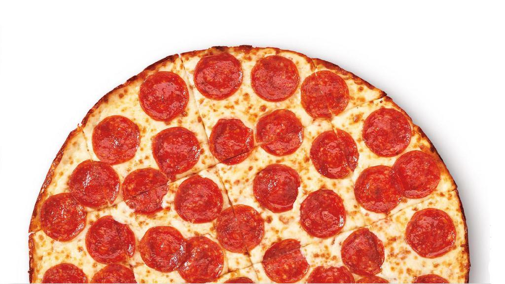 Thin Crust Pepperoni · Large thin crust pizza topped right to the edge with Pepperoni and Cheese.