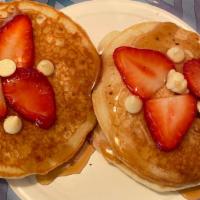 3 Flavored Pancakes · Chocolate chip, Blue berry, strawberry