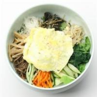 Bi Bim Bab · Cold. Marinated beef, vegetables and egg over rice.