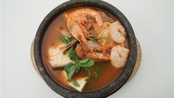 Sukuh Chi Gae · Spicy. Assorted seafood and vegetables in spicy broth.