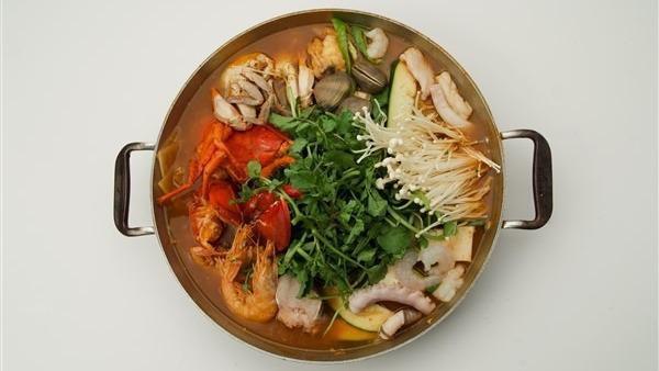 Hamul Jungol · Spicy. Casserole of assorted seafood, vegetables and noodles in spicy sauce.