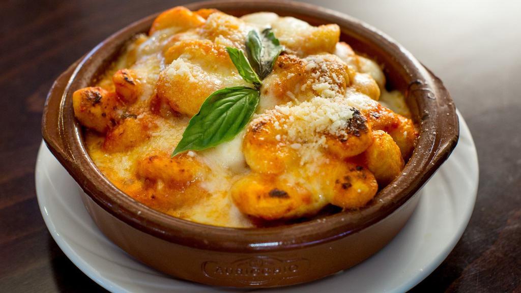 Gnocchi Alla Sorrentina · Gnocchi Pasta, Tomato Sauce, Parmigiano Reggiano and Homemade Mozzarella