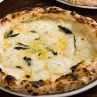 Quattro Formaggi · Homemade Mozzarella, Gorgonzola, Swiss Emmenthal, Provolone