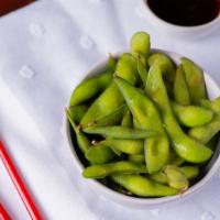 Steamed Edamame · Soy ginger scallion dipping sauce.