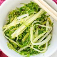 Seaweed Salad · A mix of seasoned wakame and cucumber salad in a zesty sesame vinaigrette.