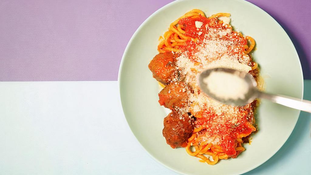 Grandma Prescription · Homemade spaghetti with our special beef meatballs.