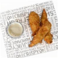 3 Crispy Tenders · Crispy tenders with choice of signature sauces. Hand breaded tenders. Short for tenderloins....