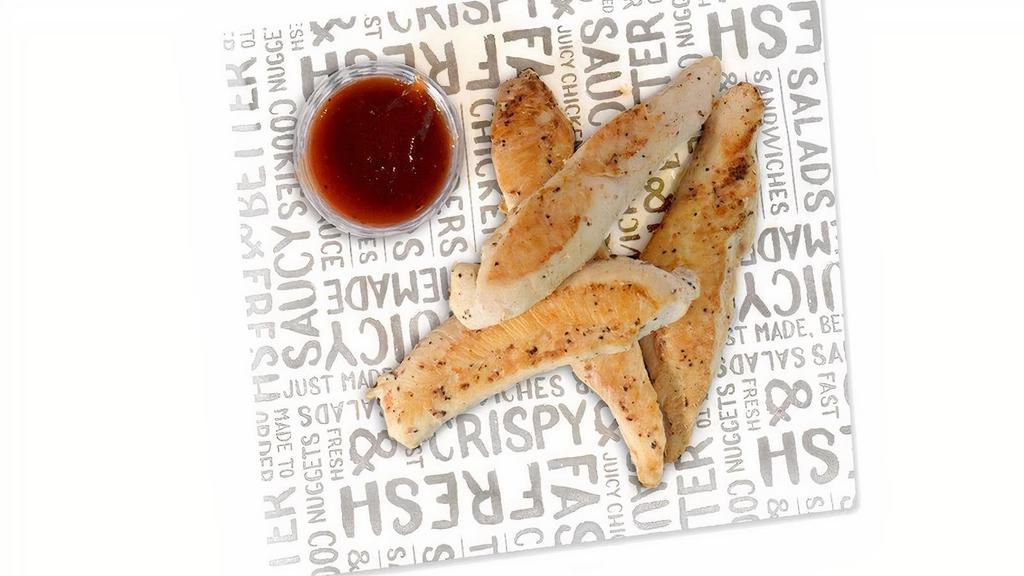 4 Grilled Tenders · Grilled tenders with choice of signature sauces. Short for tenderloins. Not strips. Not fingers