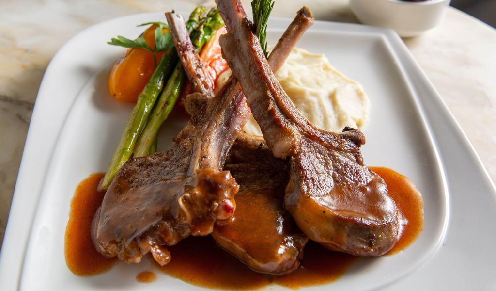 Lamb Chops · Chargrilled lamb chops served with mashed potato.