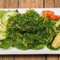 Seaweed Salad · Seaweed, green mix, avocado, cucumber, tomato.