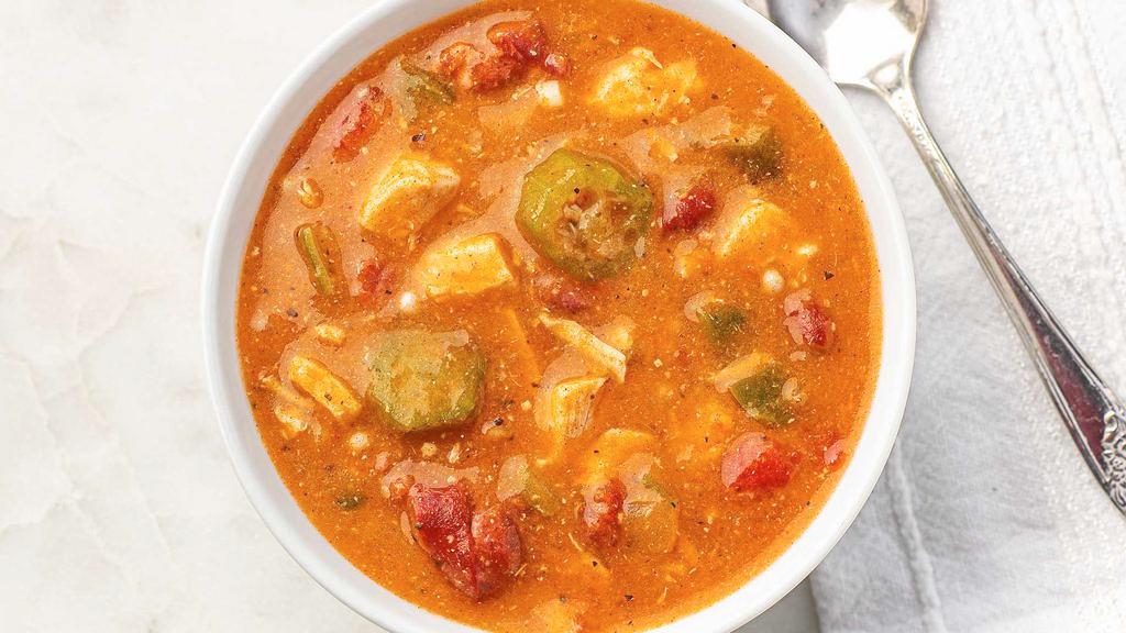 Chicken & Sausage Gumbo Soup · A flavorful New Orleans classic, this mouthwatering gumbo features chicken raised without antibiotics, uncured sausage, and a blend of delicious spices.