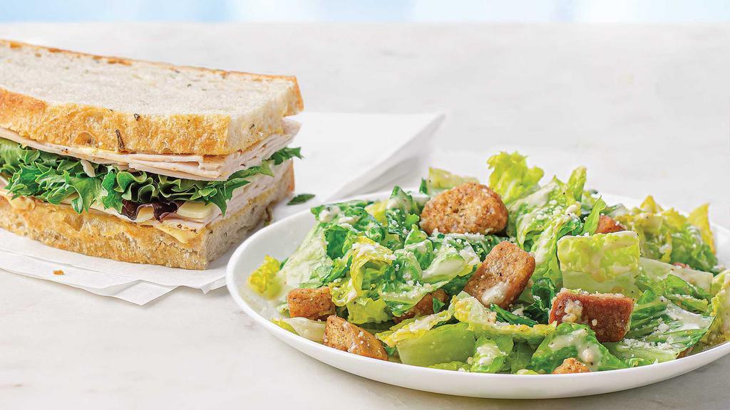  Choose Your Sandwich & Salad · Shake it up! Pair a delicious salad with your favorite half-sandwich for a perfect meal.. Due to supply challenges a substitute bread may be offered.